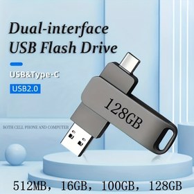 Resim USB 2.0 TYPE C USB Bellek Çubuğu OTG Flash Disk 128GB 100GB 16GB 512MB Yüksek Hızlı Pendrive 2'si 1 Arada 
