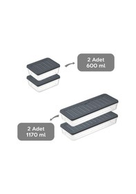 Resim Meleni Home Buzdolabı Mikrodalga Saklama Kabı Antrasit 4'Lü 2 x (1170 ML - 600 ML) Antrasit 