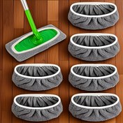 Resim 4 adet Yeniden Kullanılabilir Mop Pedleri - Yüksek Emicilik Yıkanabilir ve Dayanıklı Polyester, Güvenli Uyum için Elastik Bant Tasarımı, Sert Ahşap Fayans Linolyum Zeminler için Temizlik Çözümü Uyumluluğu ile Kuru ve Islak Kullanım, Mikrofiber Mop Pedleri 