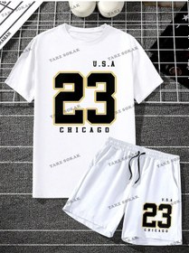 Resim Sporsity Dijital Baskı Erkek Tişört Seti Beyaz 