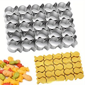 Resim 1 Set 6 Mini Balık Kurabiye Kalıpları ve Kesme Bıçakları, Balık Kurabiye Kesme Araçları, Balık Şeklinde Yiyecek Atıştırmalık Pişirme Kalıbı 
