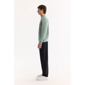 Resim AVVA Erkek Su Yeşili Bisiklet Yaka Pamuklu Bi-Stretch Baskılı Regular Fit Sweatshirt A52Y1325 