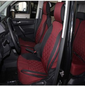 Resim Lüx Oto Koltuk Minderi Full Set Takım -Kırmızı/Siyah Renk Takmat 