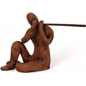 Resim Yan Flüt Çalan Adam Seramik Heykel 