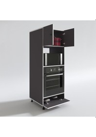 Resim Kenzlife fırın dolabı halide gri 162*60*56 mutfak kapaklı ayaklı banyo kiler ofis 