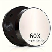 Resim 60X Büyütmeli Vantuzlu Makyaj Aynası - 60X Yakınlaştırma Gücü, Bozulmamış Net Cam Lens ve Siyah Çerçeve, İnce Tıraş için Ergonomik Saplı, Komedon Temizleme, Seyahat & Hamam/Ofis Kullanımı, Şeffaf Taşıyıcılık Özellikli Portable Genişletici Ayna, Avuç İçi Boyutunda Detay Uygulama & Dokunuşlar için, İdeal Hassasiyetli İki Ton Bej (Yağsız, cam yüzeyi), büyük makyaj aynası 