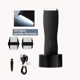 Resim Xuweiwei Siyah Su Gecirmez Isikli Bicakli Elektrikli Tiras Makinesi Type-c Sarj Erkekler Icin Cok Fonksiyonlu Vucut Sac Alma Bas Ve Tum Vucut Icin 