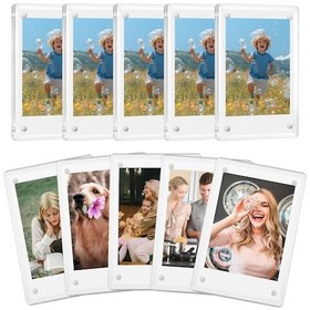 Resim Folinda 10 Adet Akrilik Manyetik Buzdolabı Çerçevesi - Şeffaf Kenarsız Mini Fotoğraf/not Gösterici, 5.99x8.99 Cm, Çift Taraflı Kullanım 