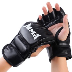 Resim Yetişkinler İçin 1 Çift Premium MMA Boks Eldiveni - Yarım Parmak, Dayanıklı PU Malzeme, Ayarlanabilir Bilek & Güvenli Uyum - Antrenman & Kum Torbaları İçin İdeal - Mükemmel Noel Hediyesi, Beyaz/Kırmızı/Siyah Renklerde Mevcut, Boks Antrenman Ekipmanı|Yarım Parmak Eldivenler|Pu Deri Eldivenler 