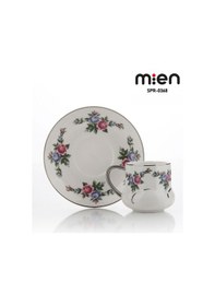 Resim Mien 6 Kişilik Kanaviçe Desen Porselen Türk Kahve Fincan Takımı 80 Ml Beyaz 