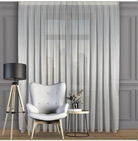 Resim Kırık Beyaz Düz Tül Perde İnce Çizgili Seyrek Pile 1'e 2 Pile-kırık Beyaz Kırık Beyaz 