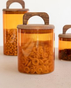 Resim The Mia The Mia Akasya Kulplu Cam Kavanoz Seti Amber 4 Parça 700 Ml Amber 