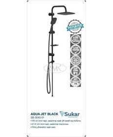 Resim Sukar Siyah Tepe Duş Seti Aqua Jet Black E Jet Black Rain 