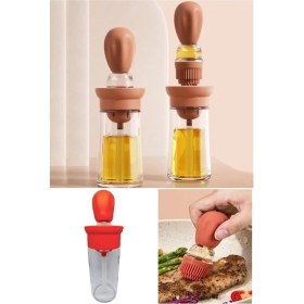 Resim Mediterian Hazneli silikon yağ ve sos fırçası, pratik ve renkli mutfak aracı 