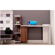 Resim Tdesigno Venedik Kitaplıklı Çalışma Masası 117 Cm Ceviz Beyaz 