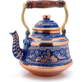 Resim Eva Copper 3,2 Litre El Işlemeli Nostaljik Tekli Kalaylı Dövme Bakır Demlik, Çaydanlık, Su Isıtıcısı 