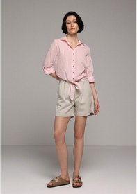 Resim Colin's Colins Fashion Fit Shirt Neck Düz Kadın Turuncu Roll-up Gömlek Cl1081150 Q1.v1 Psl Somon 