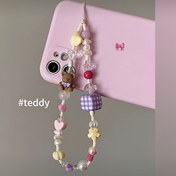 Resim Küçük Ayı Boncuklu Cep Telefonu Zinciri Sevimli Niş Tasarım Kız Kalp Ekose Mobil Kılıf Çanta Kamera CCD Asma Zincir Kolye 