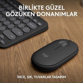 Resim Logitech Pebble 2 Set Çoklu Cihaz Özellikli Sessiz Kablosuz Türkçe Q Klavye ve Mouse Seti - Siyah 