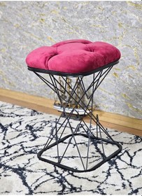 Resim Zafir Kare Siyah Boyalı Bordo Puf & Bench Puf Oturak - Bench - Ayak Ucu Oturak - Tabure - Makyaj Oturak Bordo 