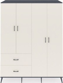 Resim Kronos Gardrop 4 Raflı 2 Çekmeceli 2 Askılı 176x59x221 Antrasit-aytaşı Aytaşı 