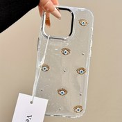 Resim Şık 3D Göz Boncuklu Epoksi iPhone 16 15 14 Pro Max Şok Emici Yumuşak Şeffaf Kılıf 
