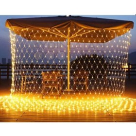 Resim Ip 65 2x2m Yeşil Kablo 160 Led 3000k Perde Ağ Yılbaşı 