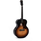 Resim Sigma GJM-SGE Grand Jumbo Elektro Akustik Gitar (Satin Sunburst) 