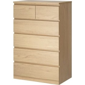 Resim Malm 6 Çekmeceli Şifonyer 80x123 Cm Ağartılmış Meşe Kaplama 