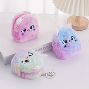 Resim 1 Adet Kız Çizgi Kedi Peluş Sevimli Sikke Cüzdanı, Yük Azaltma Taşınabilir Tüm Maç Mini Cüzdan, Kulaklık Anahtar Depolama Çantası 