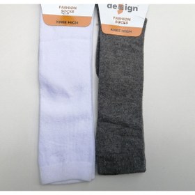 Resim Design Socks 2'li Desing Düz Diz Altı Çocuk Çorabı 