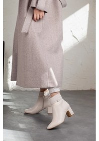 Resim Feles Zarif Toka Kemer Detaylı Topuklu Kadın Bot Ten 