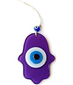 Resim Nazar Boncuklu Mor Renk Fatma Ana Bereket Eli Cam Duvar Süsü 02-10mm 5yards 