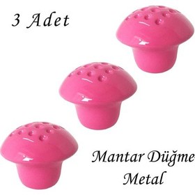 Resim 3 Adet Pembe Noktalı Mantar Düğme Kulp Çocuk Bebek Mobilya Çekmece Dolap Kapak Kulbu Metal Kulp Aksesuarları Vidalı 