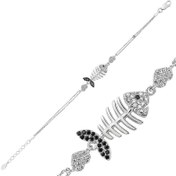Resim Silver Heart Fish Women's Bracelet 