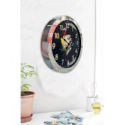 Resim Bahat Krom Çerçeveli Salon Ofis Duvar Saati 36 cm 