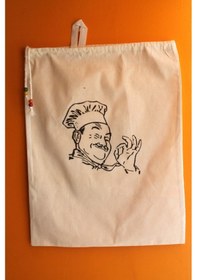 Resim Büyük Boy Chef Baskılı Askılı Bakliyat & Ekmek Torbası 50x40cm 