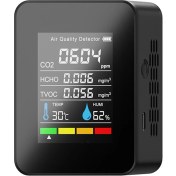 Resim Tcherchi 5 In 1 Co2 Dijital Termometre Nem Test Cihazı Karbon Dioksit Tvoc Hcho Hava Kalitesi Monitörü (Yurt Dışından) 