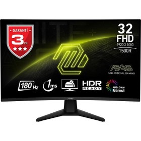 Resim MSI 31.5 MAG 32C6 FHD 1MS 180HZ CURVE 1500R VA GAMING 