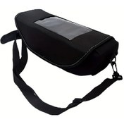 Resim Fochsia Siyah Evrensel Polyester Motosiklet Gidon Çantası, Dokunmatik Telefon Ve Alet Cebi Siyah 