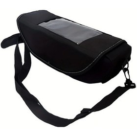 Resim Fochsia Siyah Evrensel Polyester Motosiklet Gidon Çantası, Dokunmatik Telefon Ve Alet Cebi Siyah 