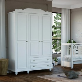 Resim Meltem Smart Kral Beyaz Bebek Odası Üç Kapılı Dolap 