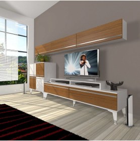 Resim Decoraktiv Ekoflex 8 Mdf Silver Tv Ünitesi Tv Sehpası - Beyaz - Ceviz 