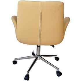 Resim Sekreter Sandalyesi Döküm Süngerli Sarı Suni Deri Kumaşlı 