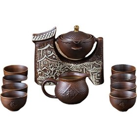 Resim Louisee Rev Tarzı Yarı Otomatik Tembel Kung Fu Çay Seti Yaratıcı Çaydanlık Çay Bardağı Ofis Ev (Yurt Dışından) 
