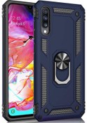 Resim Samsung Galaxy Uyumlu A30s Yüzüklü Standlı Tank Zırh Silikon Kılıf 