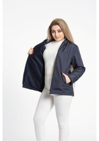 Resim Vetre Kadın Polarlı Yağmurluk Mont Lacivert Büyük Beden 1005 Çok Renkli 
