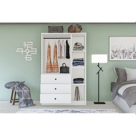 Resim Metalia Gm 310 Ece Lüx 3 Kapı 3 Çekmeceli Aynalı Düğme Kulplu Gardırop 