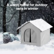 Resim Kedi ve köpek evi, küçük evcil hayvan kulübesi, iç ve dış mekan kullanımı için her mevsim uygun kedi kulübü, oxford kumaş malzeme, kış soğuklarına dayanıklı, yaz serinletici bağcıklı kedi kulübesi, çivi ile sabitlenebilir 