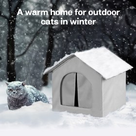 Resim Kedi ve köpek evi, küçük evcil hayvan kulübesi, iç ve dış mekan kullanımı için her mevsim uygun kedi kulübü, oxford kumaş malzeme, kış soğuklarına dayanıklı, yaz serinletici bağcıklı kedi kulübesi, çivi ile sabitlenebilir 